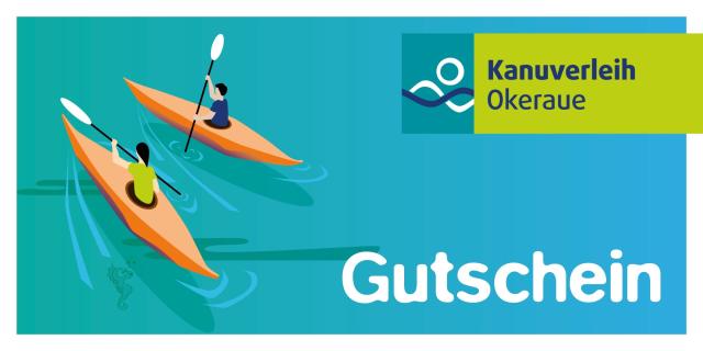 Illustration mit 2 Kajakfahrern aauf dem Wasser mit dem Okerauen-Seepferdchen unter Wasser